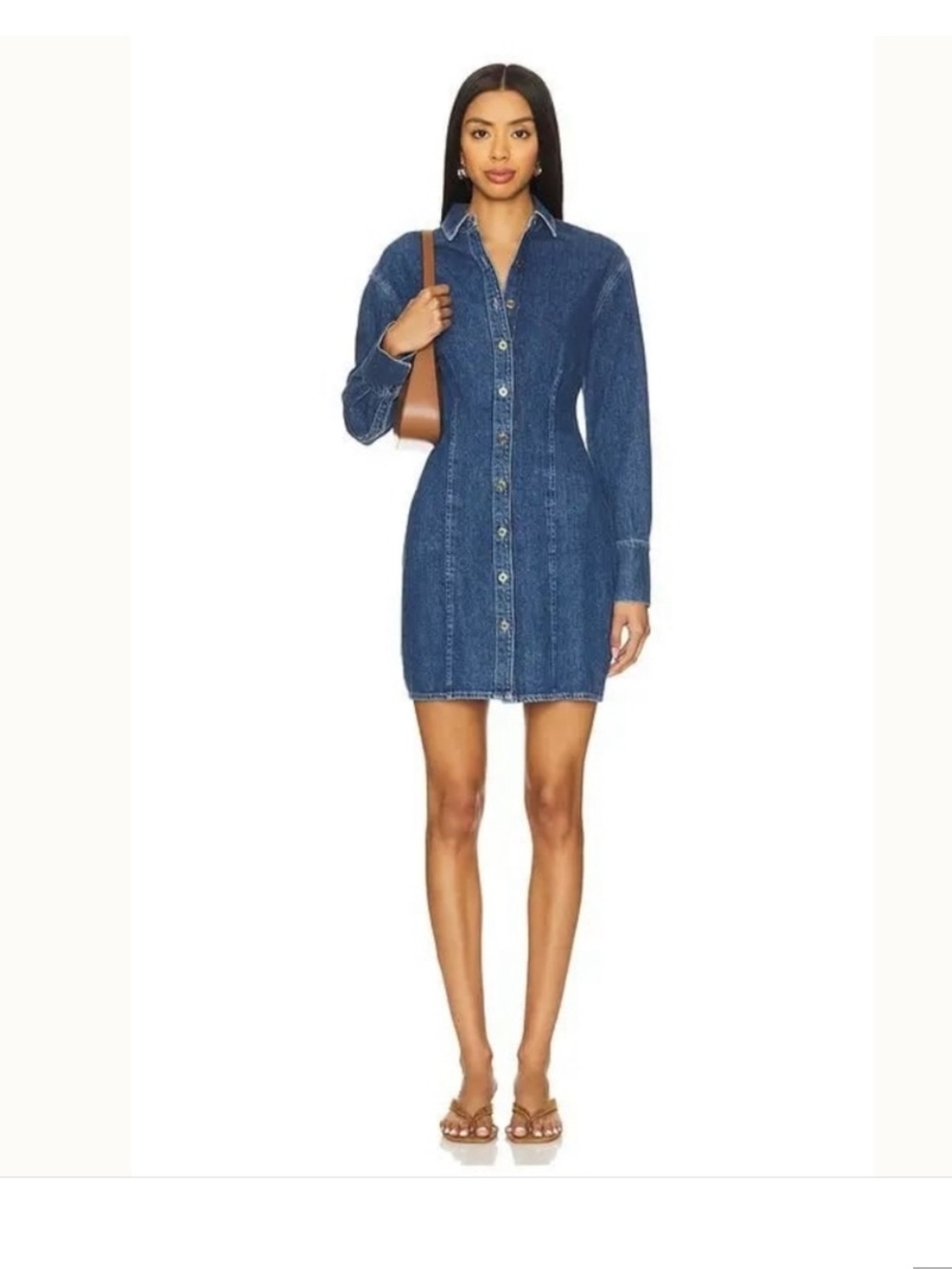 DL1961 Denim Button-Front Shirt Dress in Blue